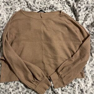 Women's Brown Ribbed Sweater